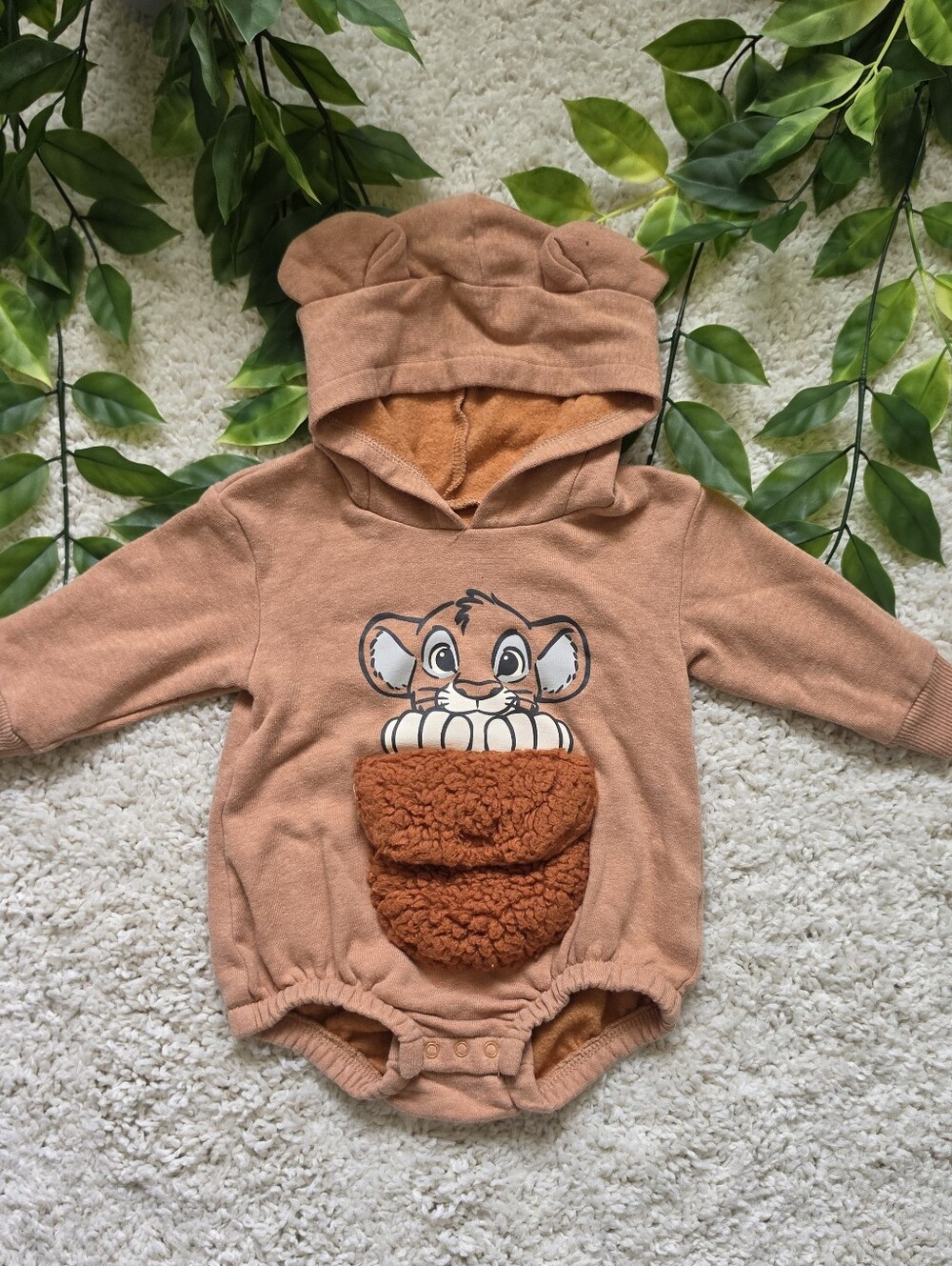 Baby Boy Hooded Simba Bubble Romper (6-9 Months)